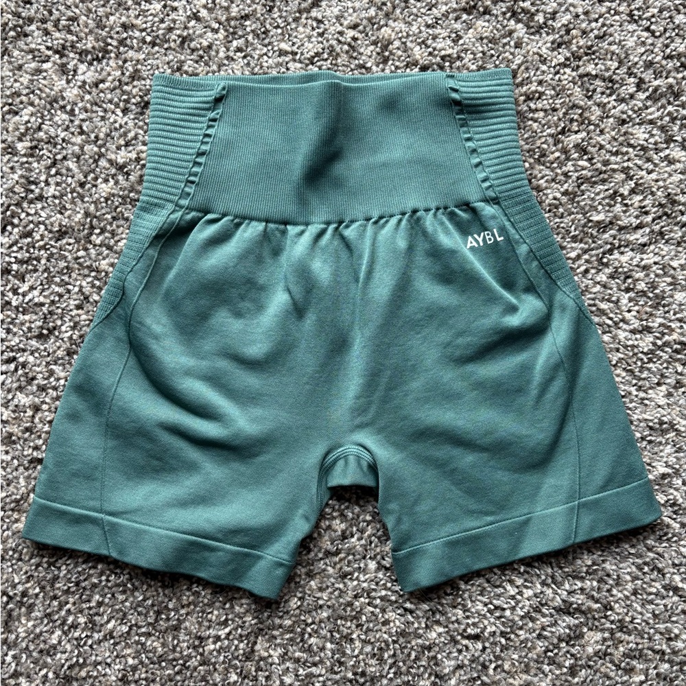 AYBL Women's Teal Workout Set - Sports Bra, Shorts, Long Sleeve Workout Top - Picture 2 of 12